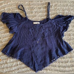 Blue cut out tank top